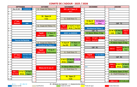 Calendrier ADOUR 2025-2026
